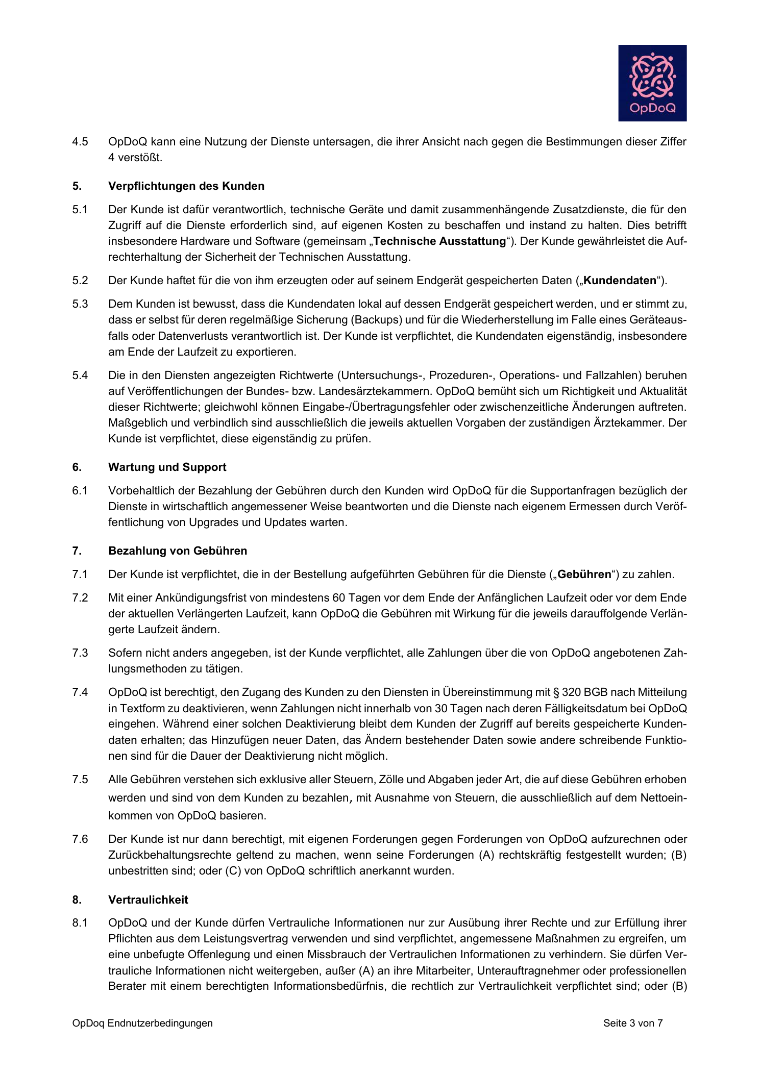 OpDoQ Endnutzerbedingungen, Seite 3