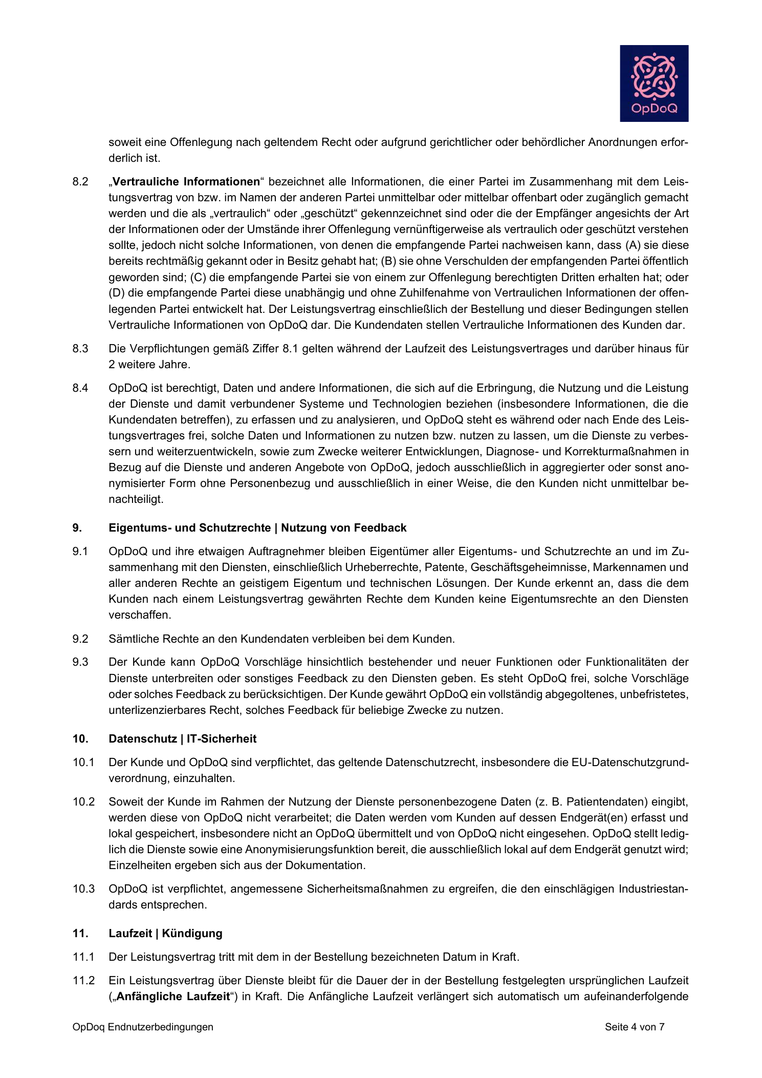 OpDoQ Endnutzerbedingungen, Seite 4