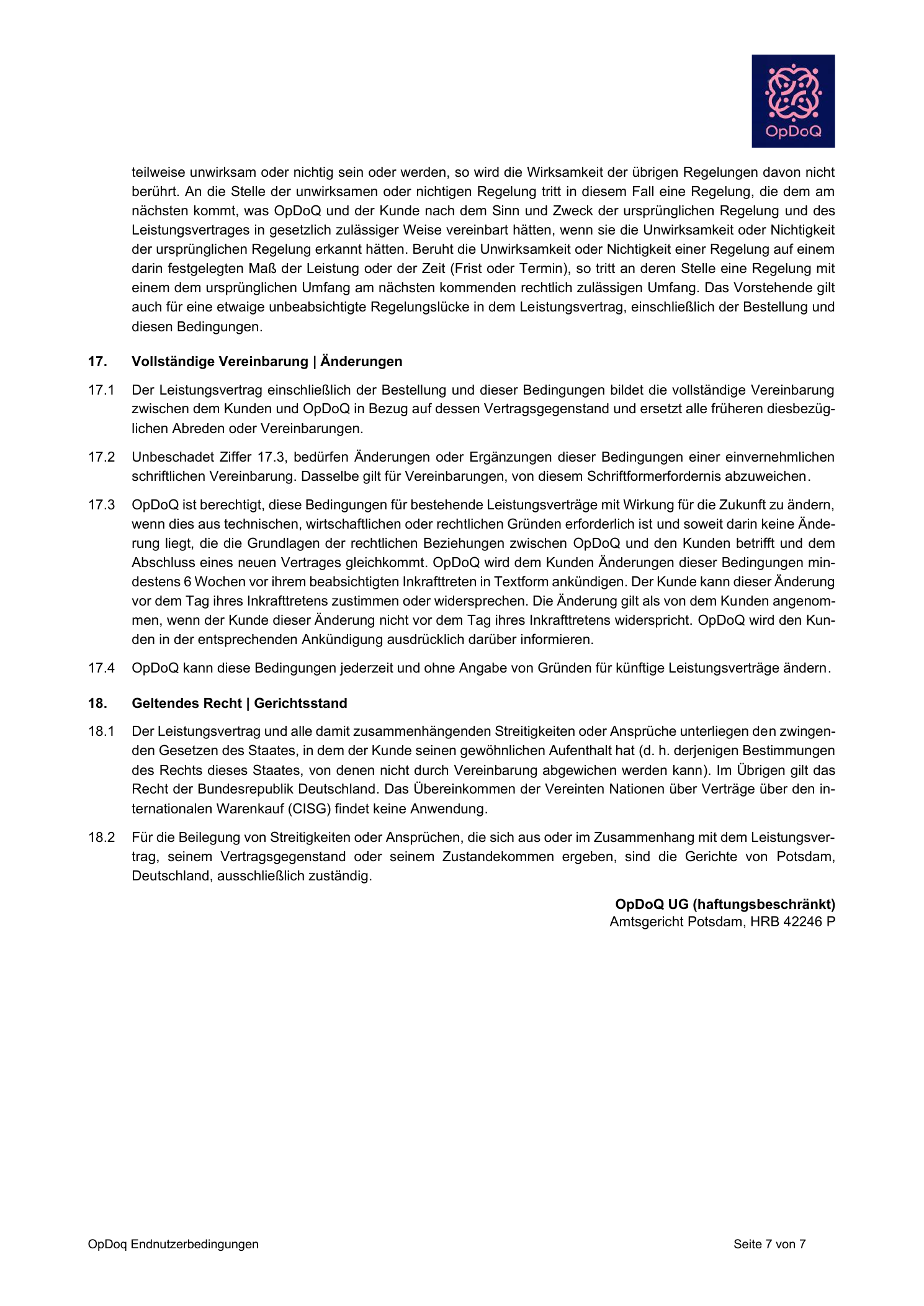 OpDoQ Endnutzerbedingungen, Seite 7